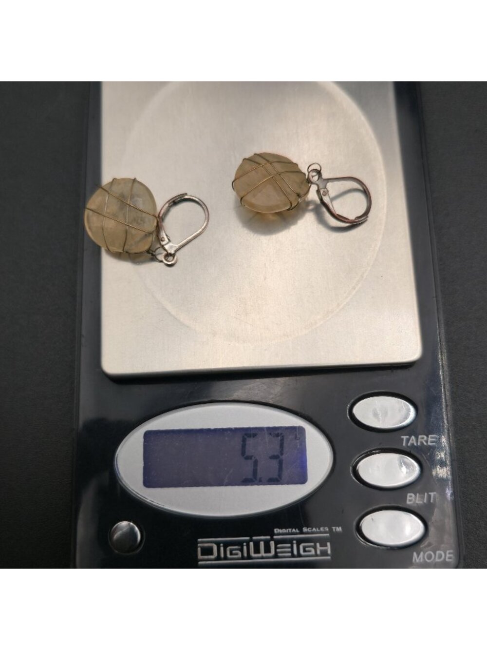Citrine Quartz Leverback Earrings with Cage Wire Wrap Jewelry A8442 - Picture 5 of 5